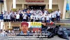 Pesan Pinca Bank NTT Kalabahi Usai Membersihkan Sampah Pasar Kadelang. Wakano: Terima Kasih