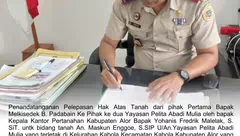 Kantah Alor Proses Pelepasan Hak Atas Tanah Untuk Yayasan Pelita Abadi Mulia